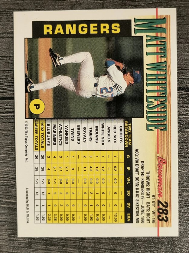 1993 Bowman #283 Matt Whiteside RC