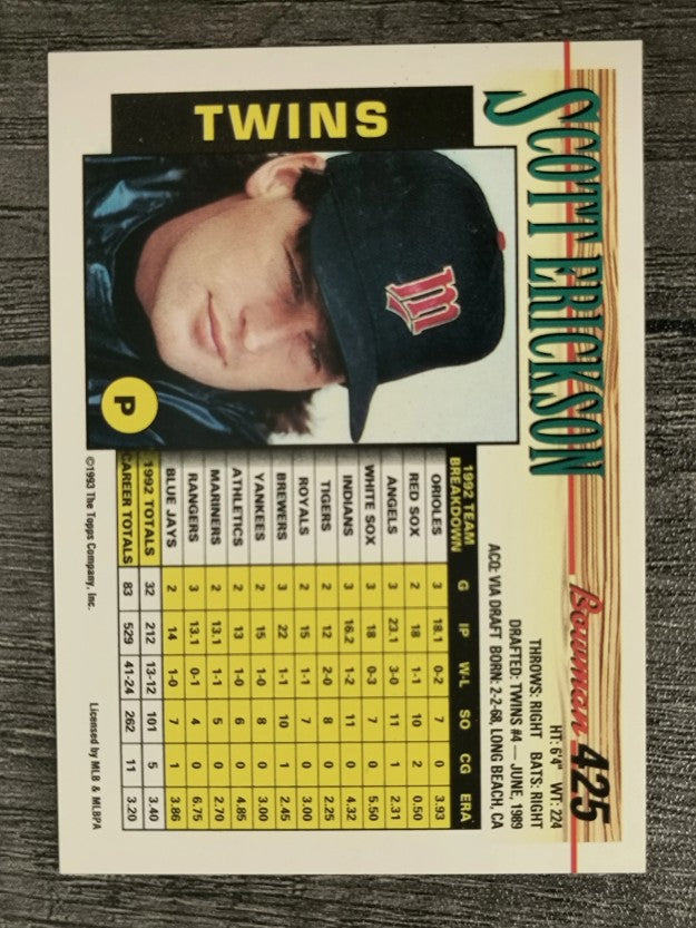 1993 Bowman #425 Scott Erickson
