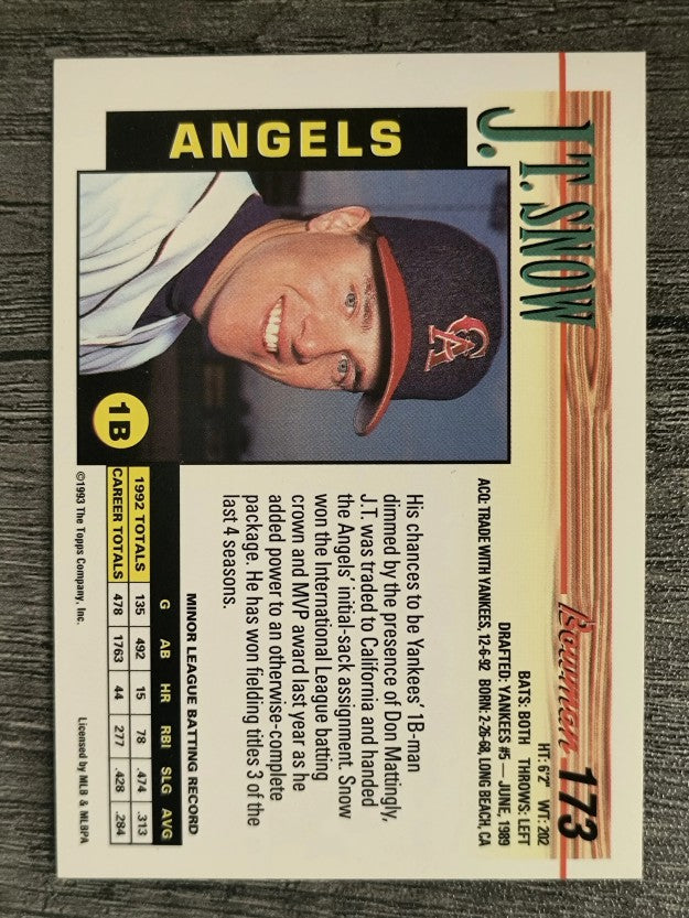 1993 Bowman #173 J.T.Snow RC