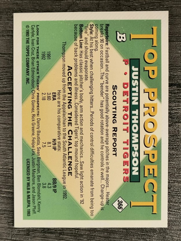 1993 Bowman #366 Justin Thompson FOIL