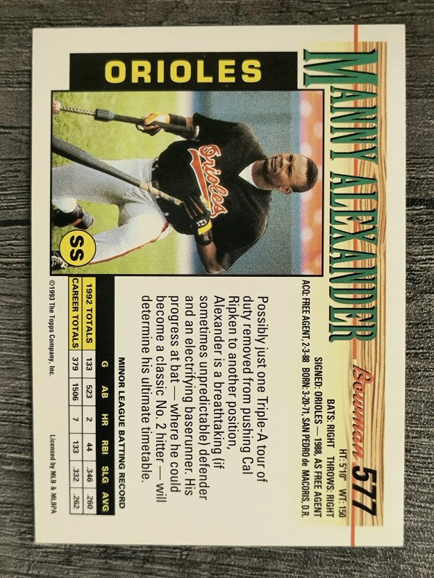 1993 Bowman #577 Manny Alexander