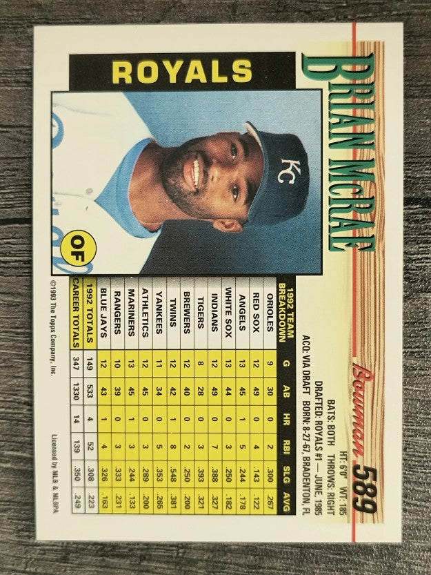 1993 Bowman #589 Brian McRae