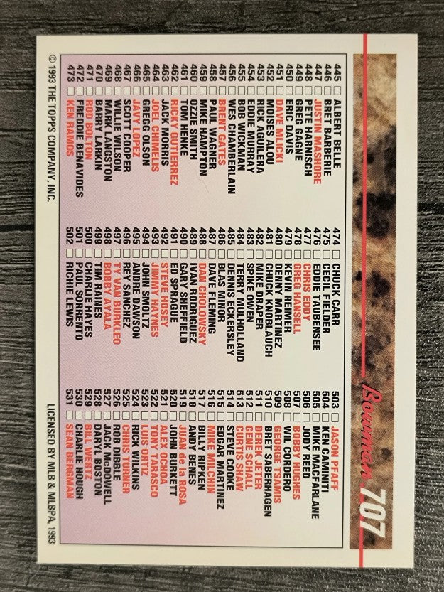 1993 Bowman #707 Checklist 3