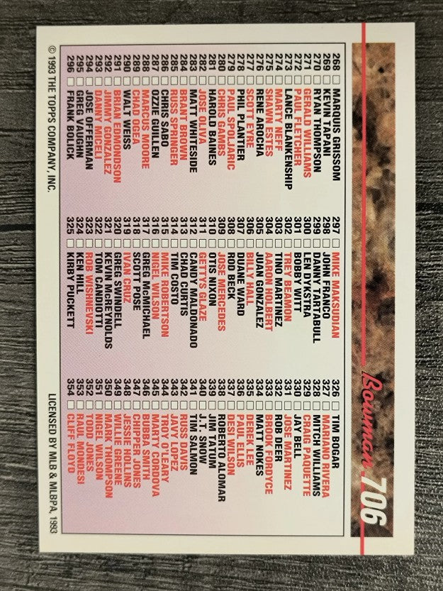 1993 Bowman #706 Checklist 2