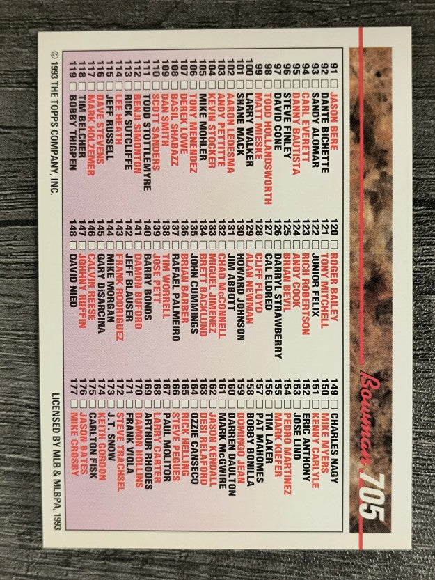 1993 Bowman #705 Checklist 1