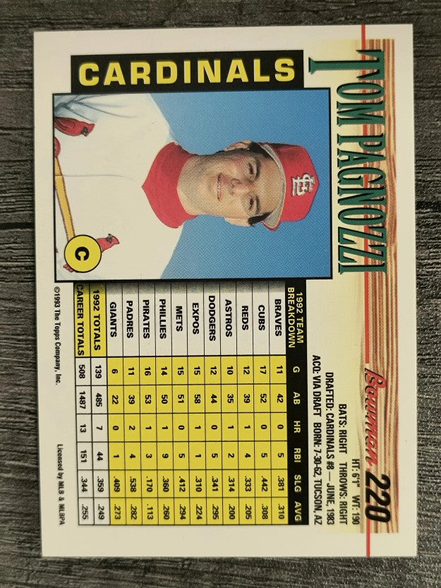 1993 Bowman #220 Tom Pagnozzi