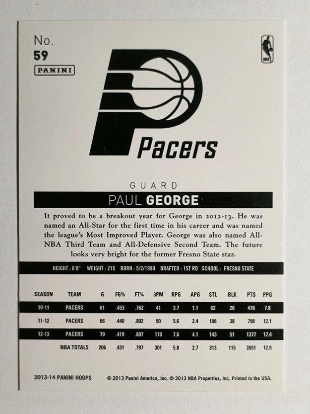 2013-14 Hoops Gold #59 Paul George