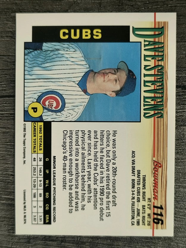 1993 Bowman #116 Dave Stevens RC