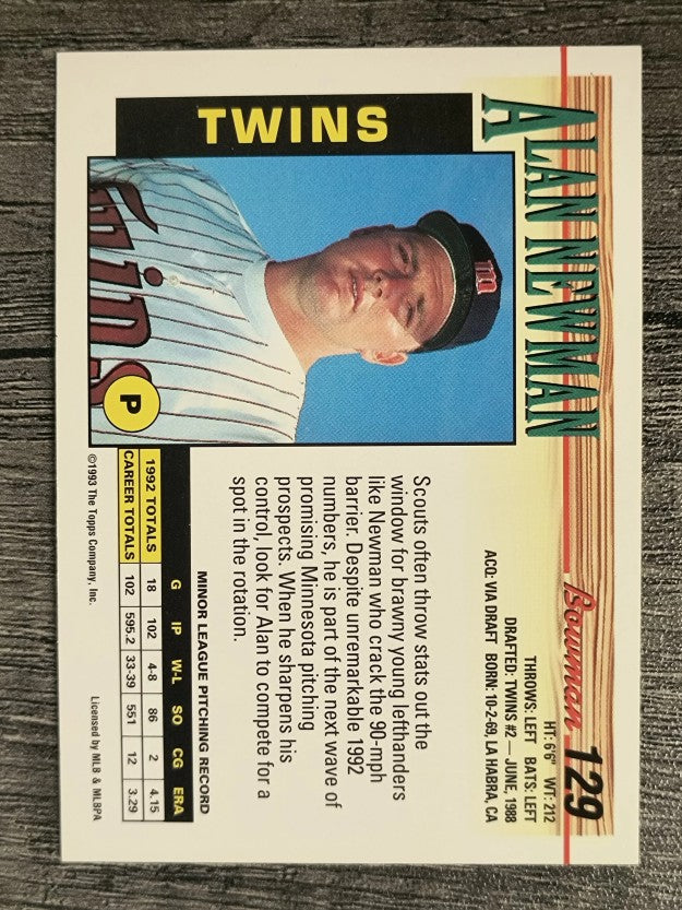 1993 Bowman #129 Alan Newman