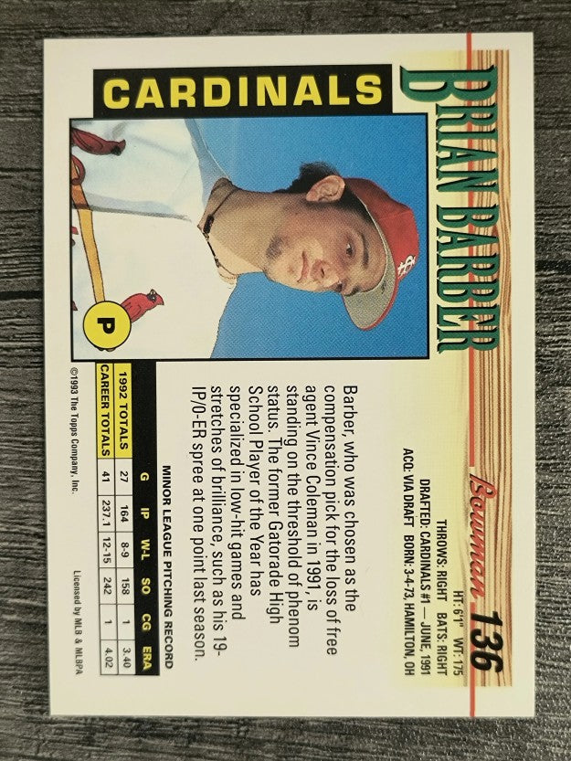 1993 Bowman #136 Brian Barber