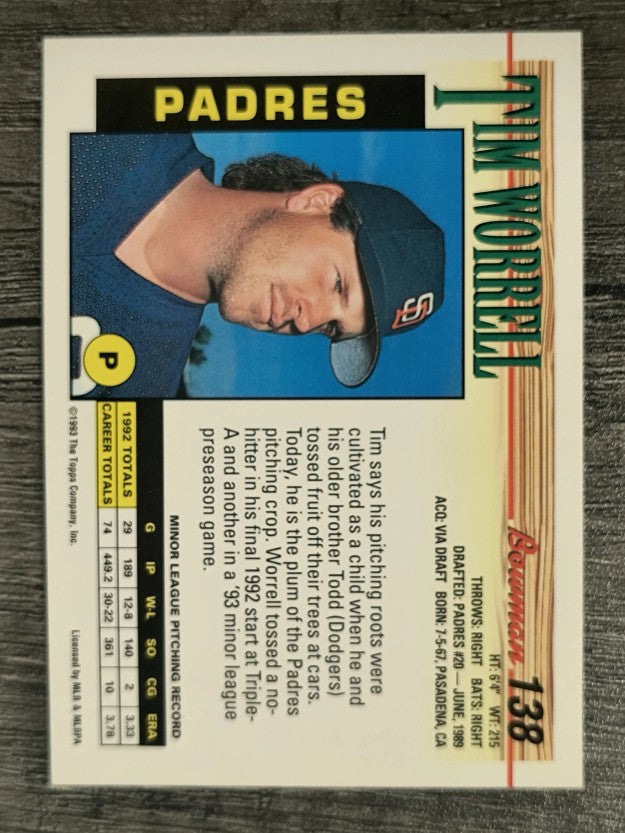 1993 Bowman #138 Tim Worrell RC