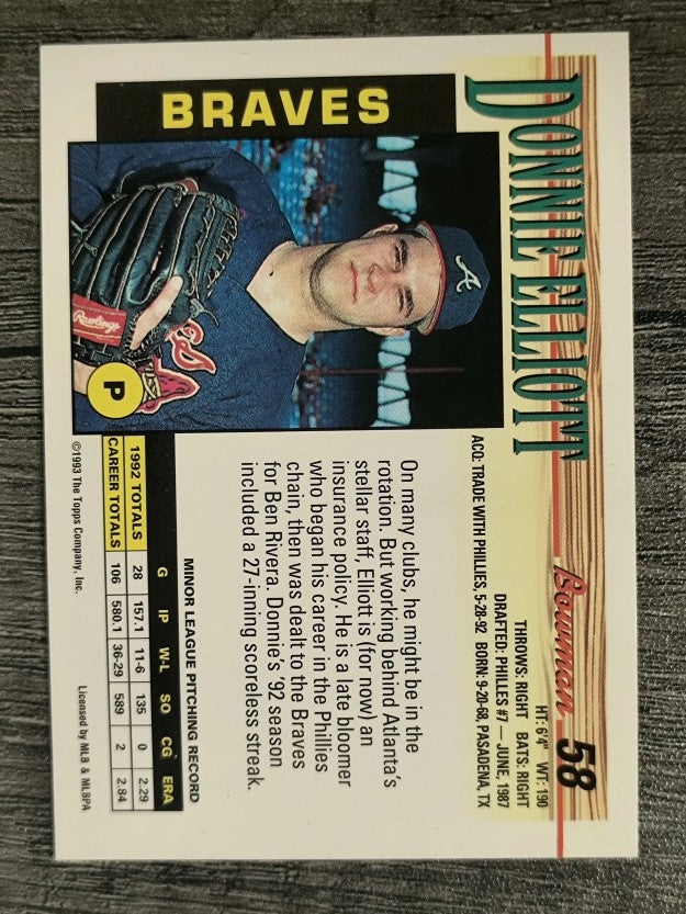 1993 Bowman #58 Donnie Elliott RC