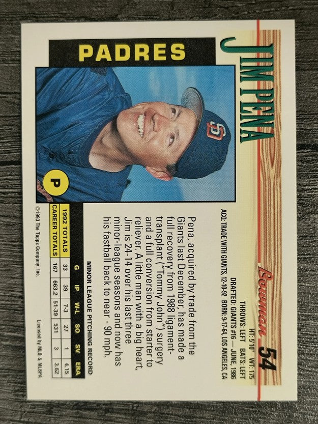 1993 Bowman #54 Jim Pena