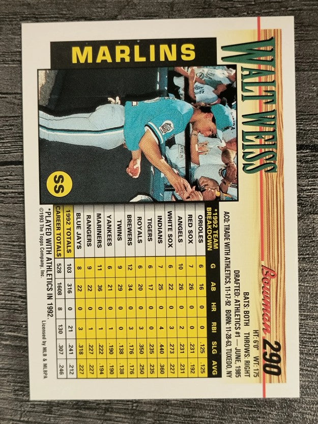 1993 Bowman #290 Walt Weiss