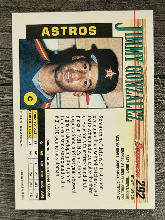 1993 Bowman #292 Jimmy Gonzalez
