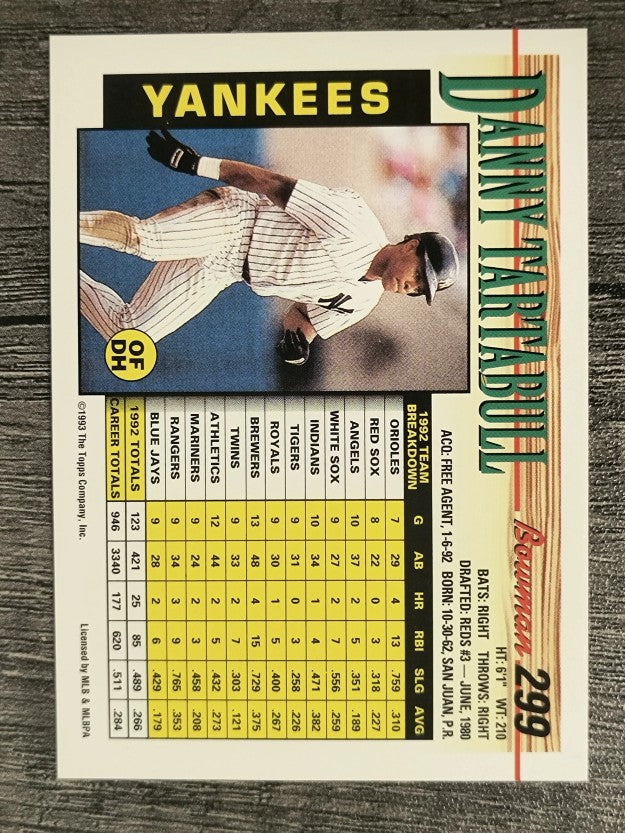 1993 Bowman #299 Danny Tartabull