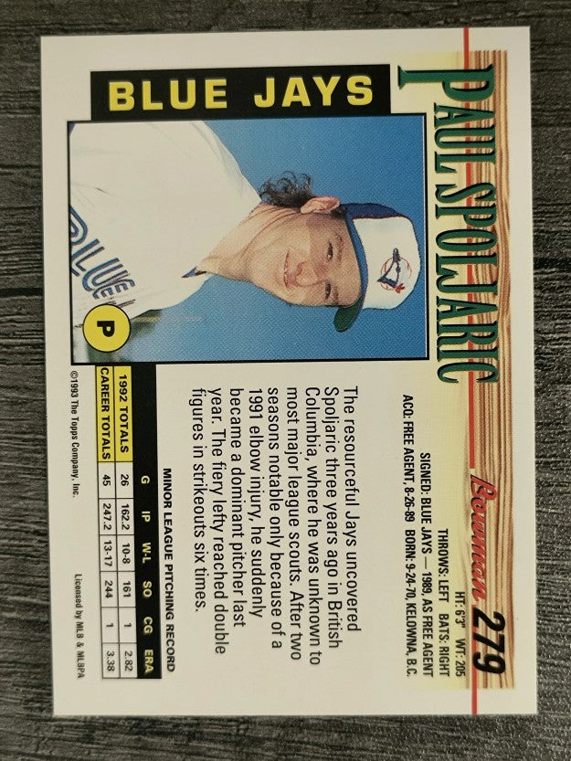 1993 Bowman #279 Paul Spoljaric RC