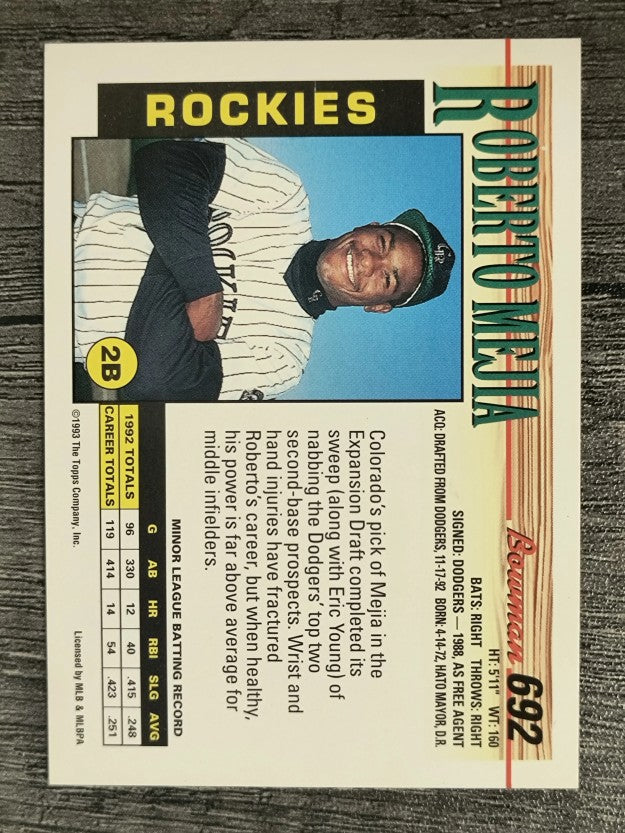 1993 Bowman #692 Roberto Mejia RC