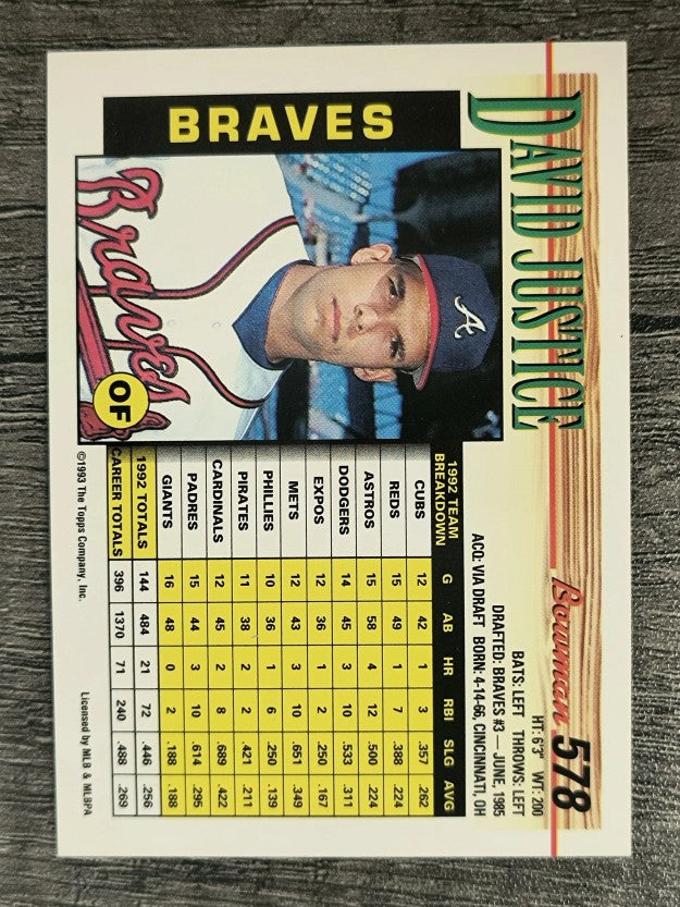 1993 Bowman #578 David Justice