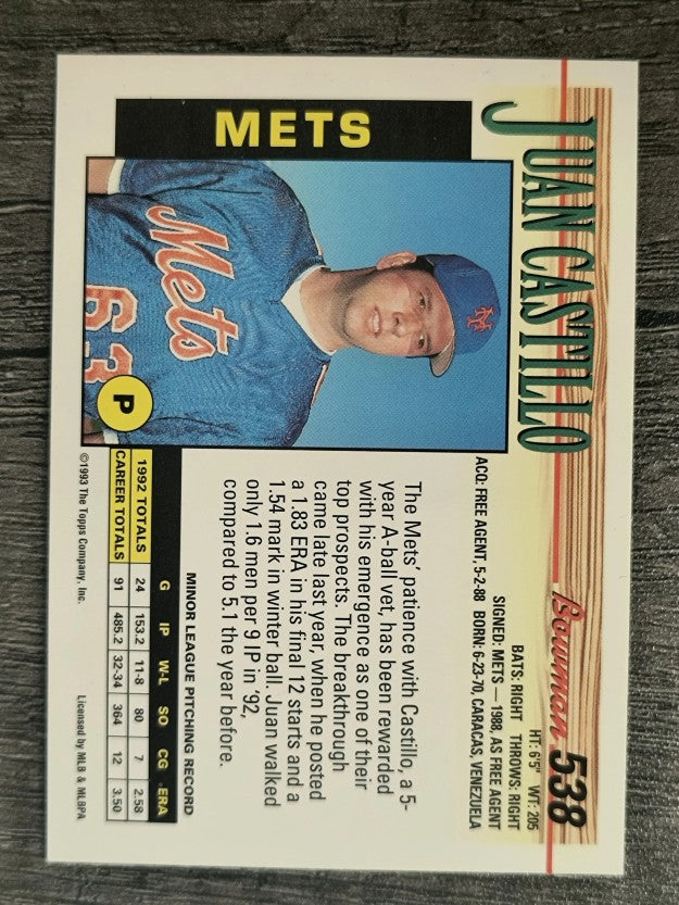 1993 Bowman #538 Juan Castillo RC