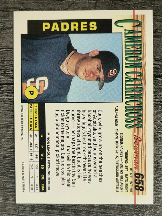 1993 Bowman #658 Cameron Cairncross RC