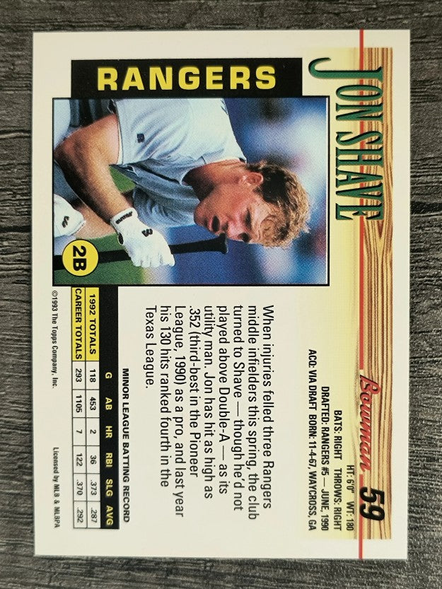 1993 Bowman #59 Jon Shave RC