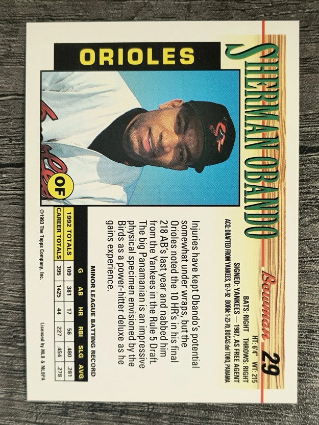 1993 Bowman #29 Sherman Obando RC