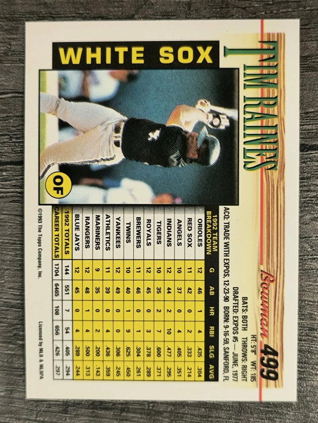 1993 Bowman #499 Tim Raines