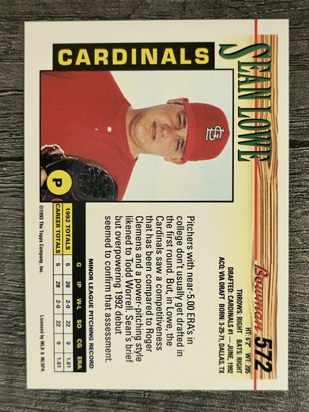 1993 Bowman #572 Sean Lowe RC