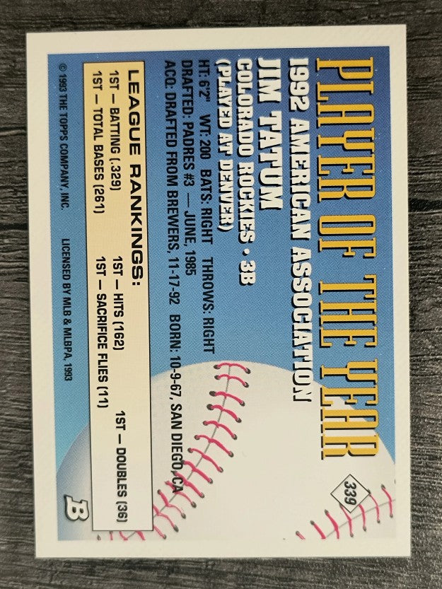 1993 Bowman #339 Jim Tatum FOIL RC