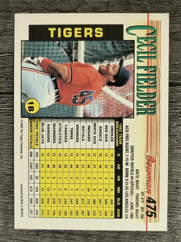 1993 Bowman #475 Cecil Fielder