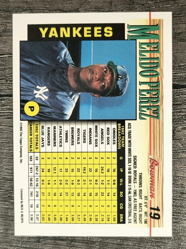1993 Bowman #19 Melido Perez