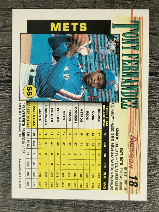 1993 Bowman #18 Tony Fernandez
