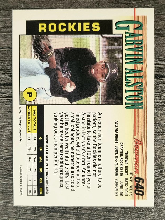 1993 Bowman #640 Garvin Alston RC