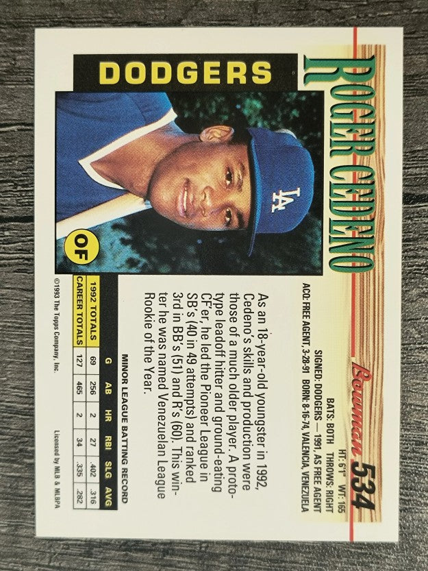 1993 Bowman #534 Roger Cedeno RC