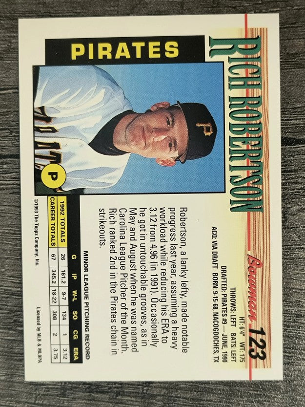 1993 Bowman #123 Rich Robertson RC