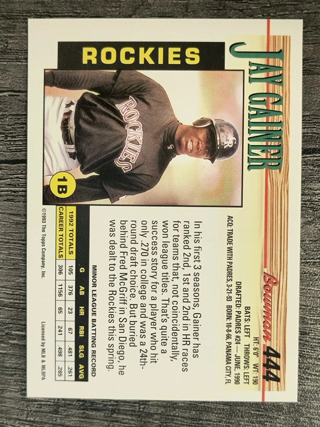 1993 Bowman #444 Jay Gainer RC