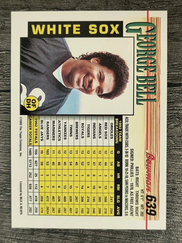 1993 Bowman #639 George Bell