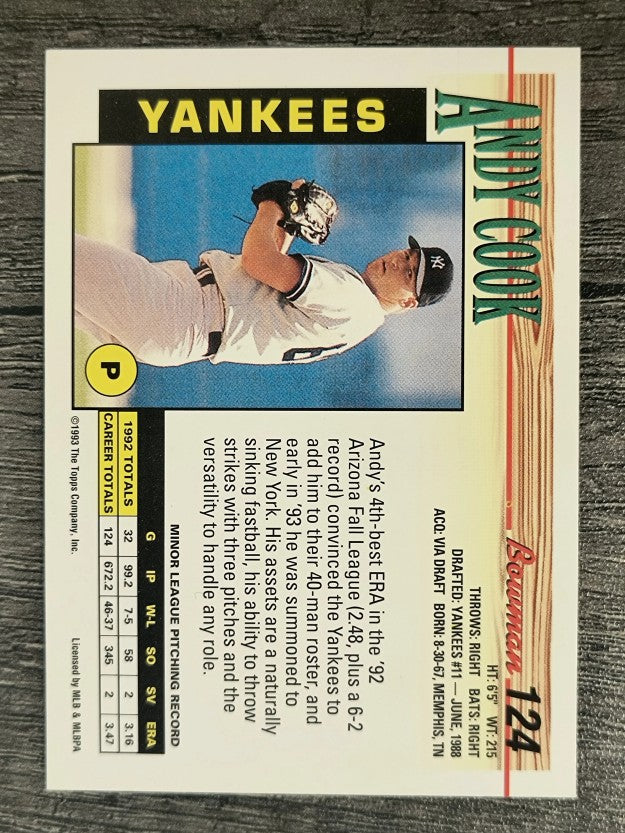 1993 Bowman #124 Andy Cook RC