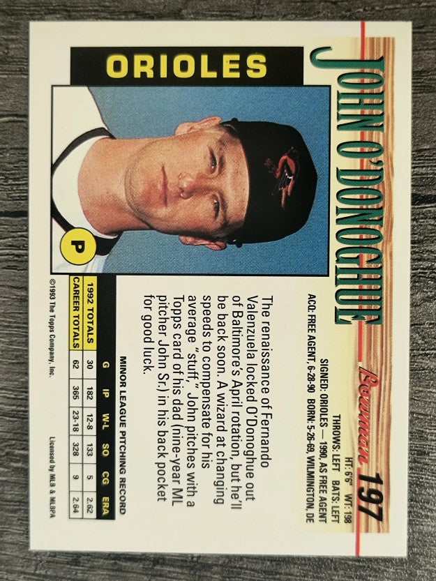1993 Bowman #197 John O'Donoghue RC