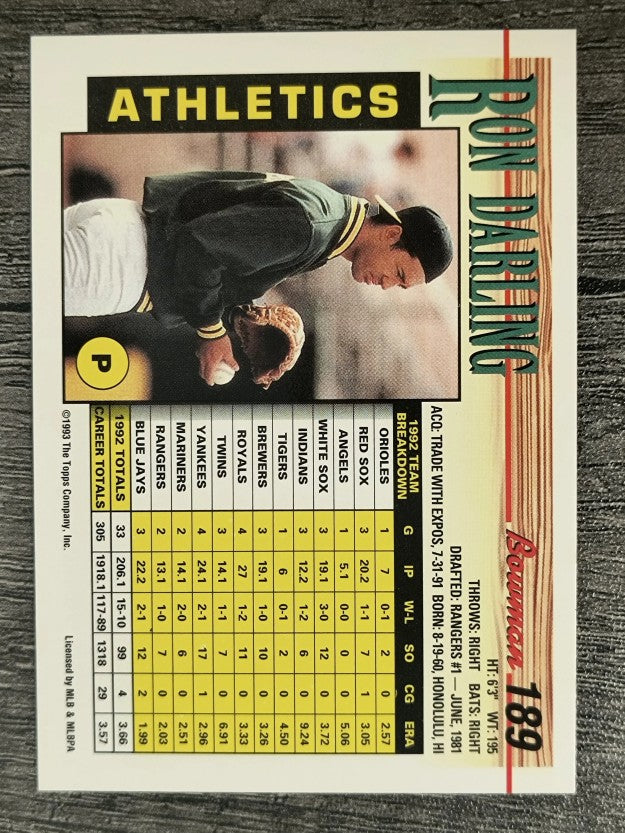 1993 Bowman #189 Ron Darling