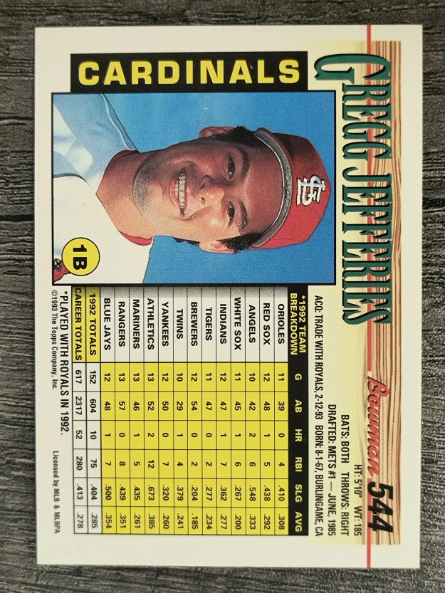 1993 Bowman #544 Gregg Jefferies