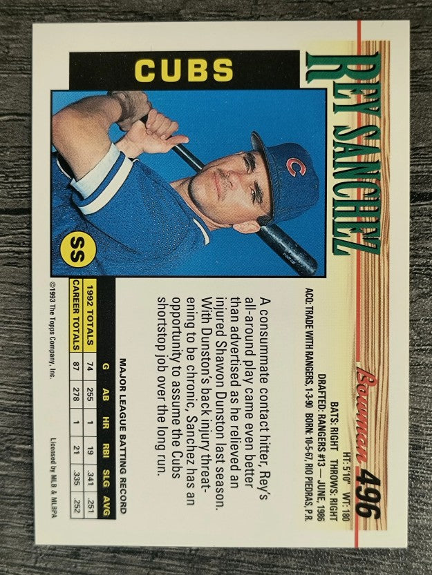 1993 Bowman #496 Rey Sanchez
