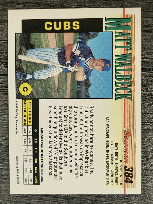 1993 Bowman #384 Matt Walbeck RC