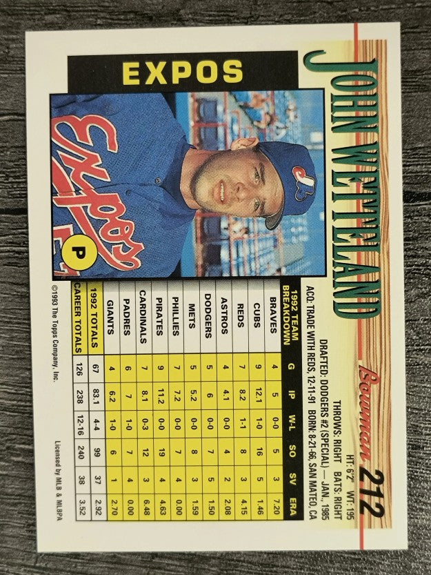 1993 Bowman #212 John Wetteland