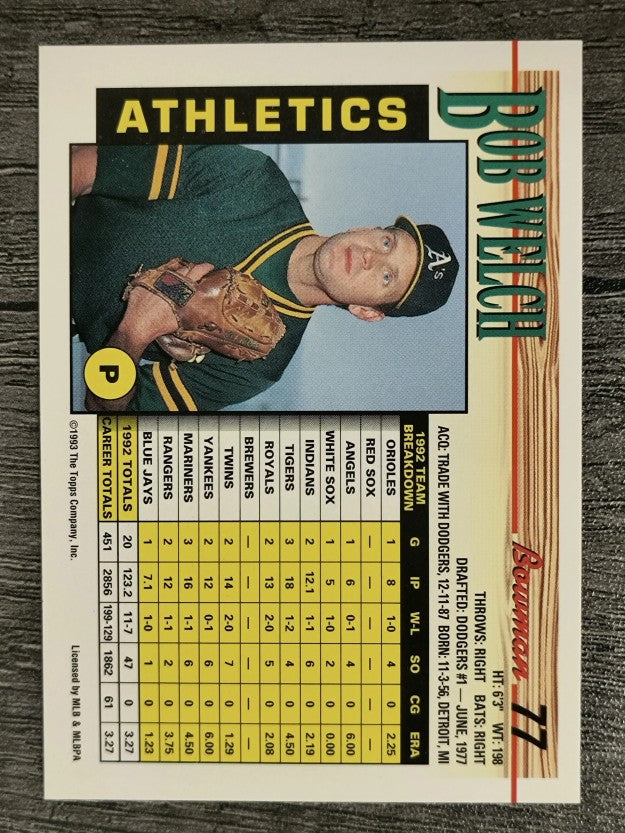 1993 Bowman #77 Bob Welch