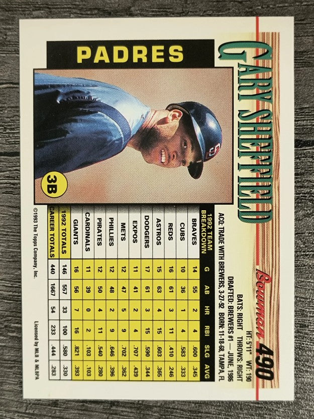 1993 Bowman #490 Gary Sheffield
