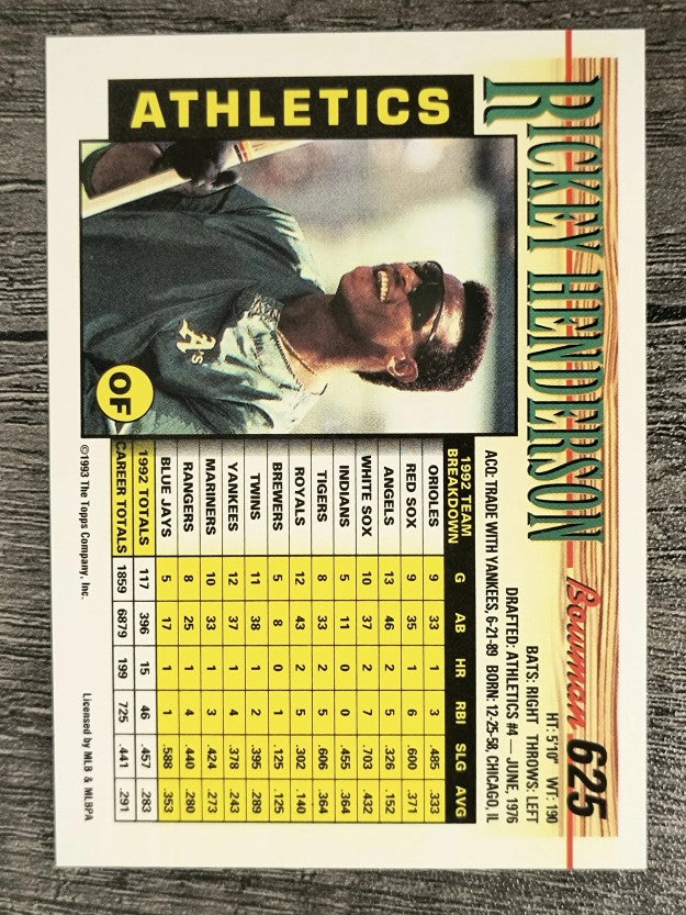 1993 Bowman #625 Rickey Henderson