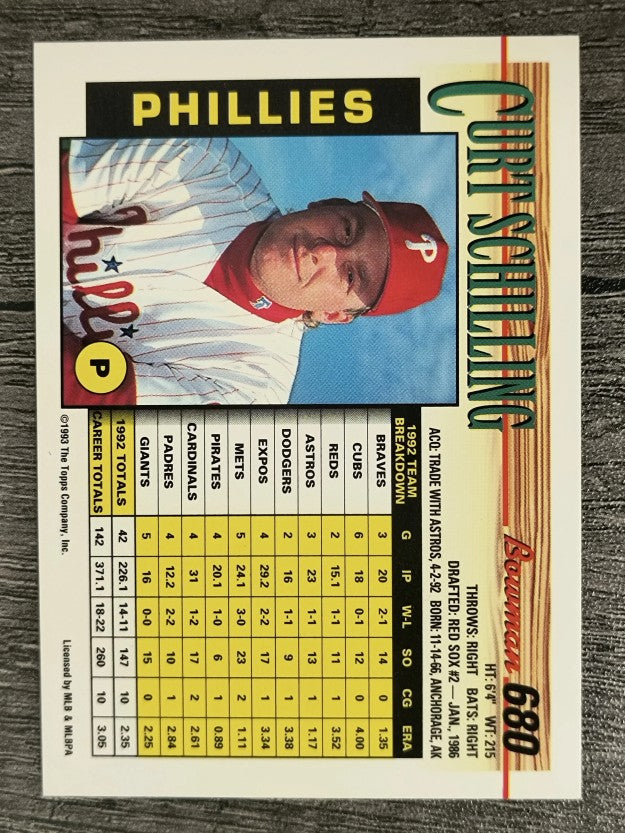 1993 Bowman #680 Curt Schilling