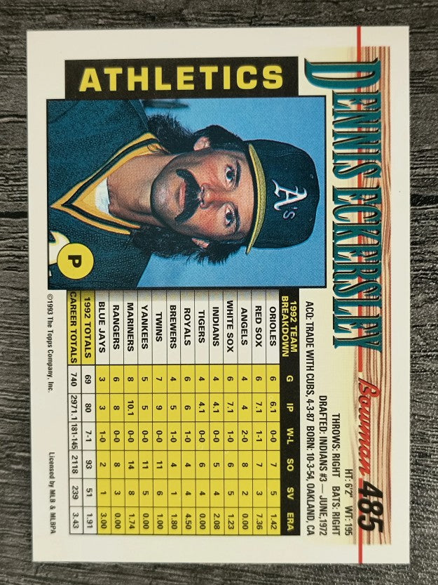 1993 Bowman #485 Dennis Eckersley